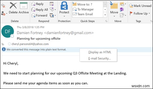 Outlookでメールをプレーンテキストとして表示・送信する方法
