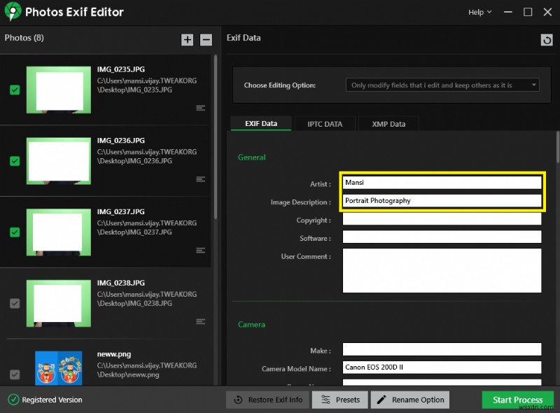 WindowsでRAW画像のEXIFメタデータを一括編集する方法