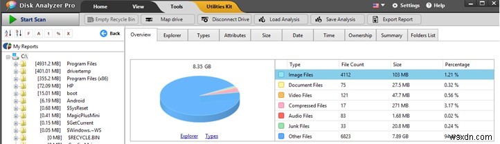 Disk Analyzer Proでディスク容量レポートをさまざまなファイル形式にエクスポートする方法