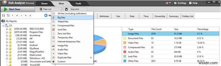 Disk Analyzer Proでディスク容量レポートをさまざまなファイル形式にエクスポートする方法