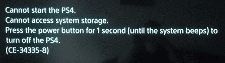 PS4エラーCE-34335-8の直し方|「システムストレージにアクセスできません」と表示されたときの対処法