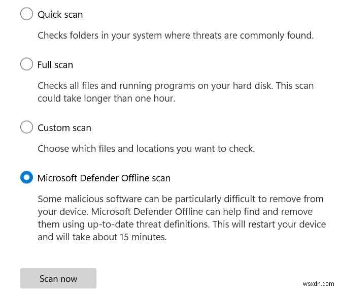 Windows Defenderのオフラインスキャンが機能しない問題を解決する方法