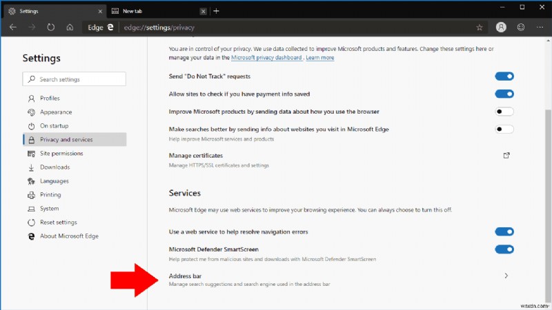 Microsoft Edge Devで既定の検索エンジンを変更する方法