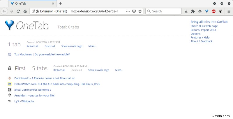Firefox拡張機能「OneTab」徹底レビュー – 全タブを1つのリストでスマートに管理