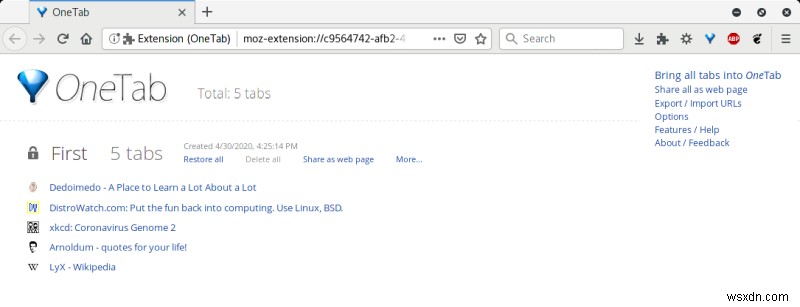 Firefox拡張機能「OneTab」徹底レビュー – 全タブを1つのリストでスマートに管理