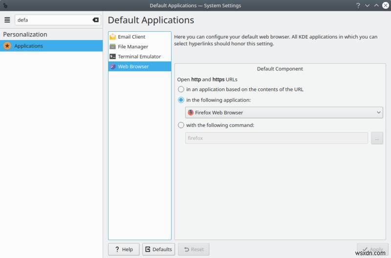 Firefoxが既定ブラウザに設定できない問題の解決法(KDE Plasma・KDE neon編)