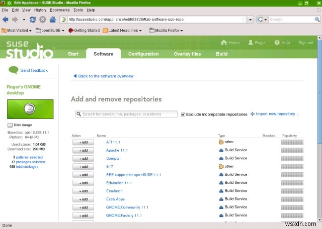 SUSE Studio – Webブラウザだけで独自のLinuxディストリビューションを作成する方法