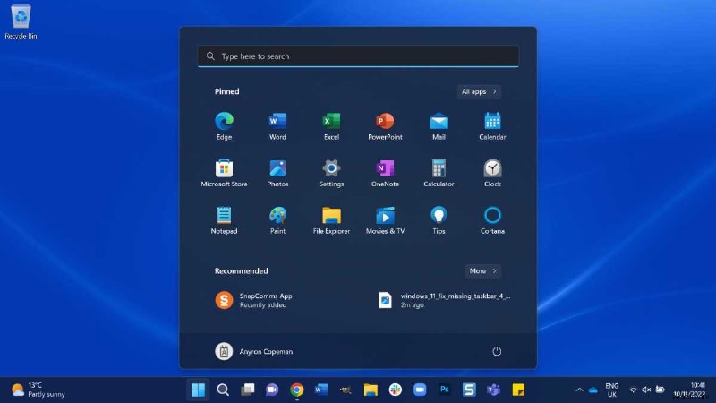 Windows 11で消えたタスクバーとスタートメニューを復元する方法