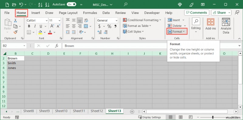 Excelで非表示にした1行目・A列を再表示する方法