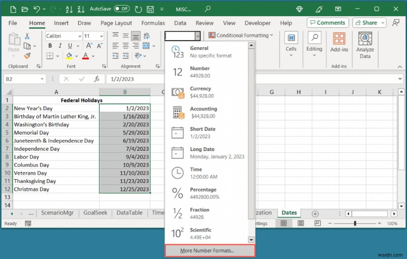 Excelで日付を曜日名に簡単に変換する3つの方法