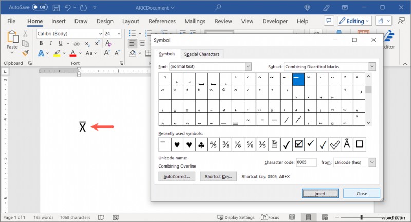 Microsoft WordでXバー（X̄）記号を入力する方法：WindowsとMac対応の簡単な手順