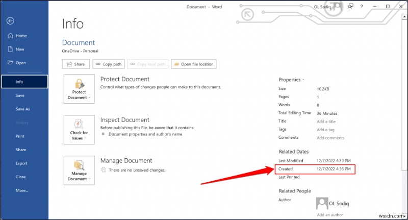 WindowsでWord文書の作成日・更新日を確認・挿入する方法