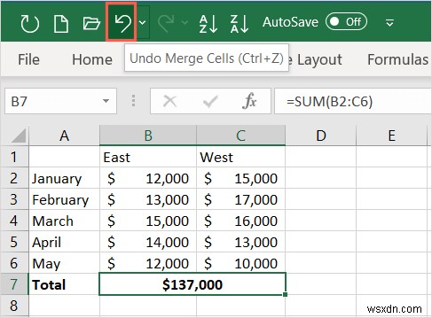 Microsoft Excelでセルの結合を解除する4つの簡単な方法