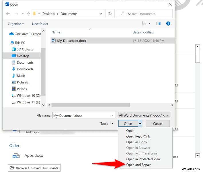 Wordで「ファイルを開くときにエラーが発生しました」と表示されたときの対処法