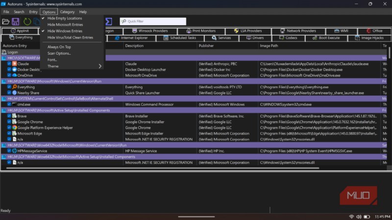 タスクマネージャーに表示されないWindowsのスタートアップアプリ──隠れた常駐プログラムの正体を暴く「Autoruns」