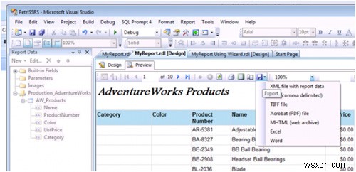 SQL Server Reporting Services（SSRS）でレポートを作成・編集・エクスポートする方法