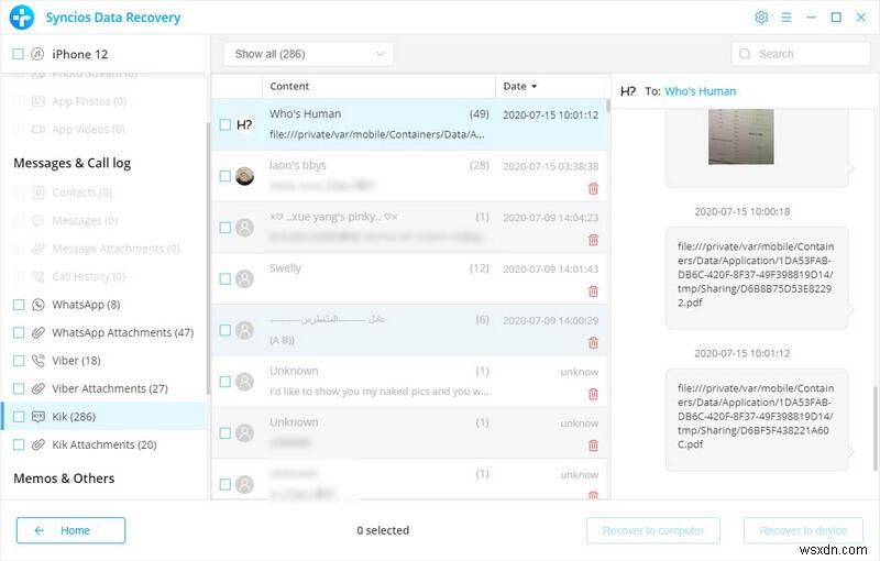 Syncios Data Recoveryを使ってiPhoneのKik・Viberチャット履歴を復元する方法