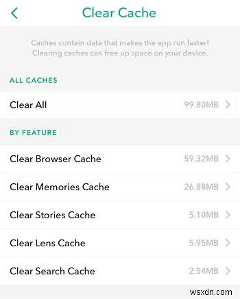 Snapchatのキャッシュとデータを削除してiPhoneのストレージを効率的に空ける2つの方法