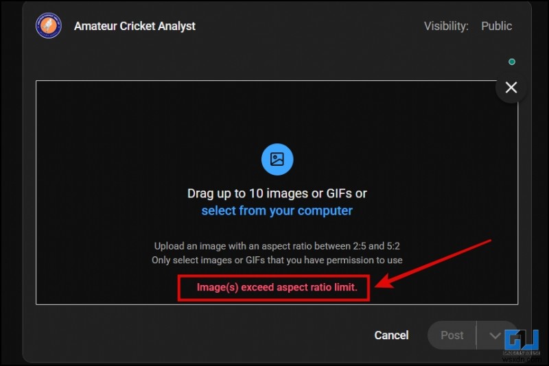 YouTubeコミュニティ投稿の画像アップロードエラーを解決!アスペクト比2:5~5:2の制限への対処法
