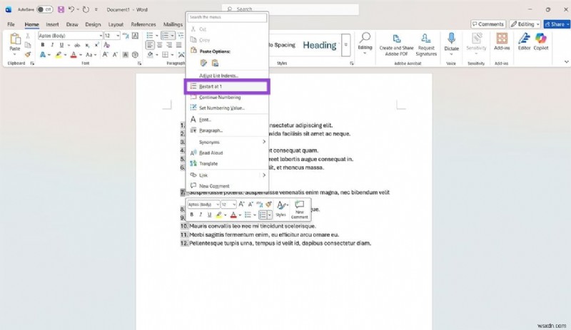 Microsoft Wordで番号付けをリセットする4つの簡単な方法