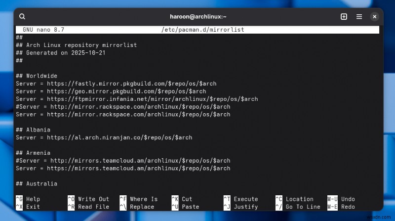 Arch Linux ミラーリストの更新をマスターする方法：ステップバイステップ完全ガイド