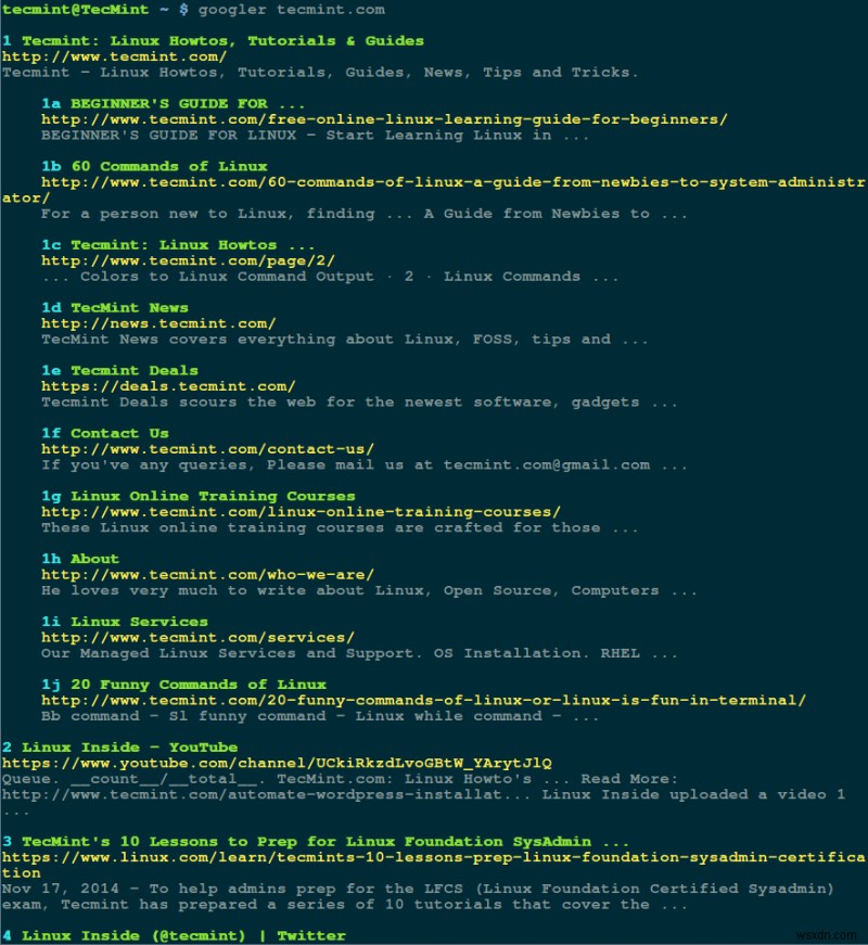 Googler:Linuxターミナルから直接使えるコマンドラインGoogle検索ツール