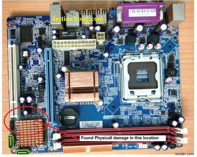 HIS G31デスクトップマザーボード修理記：電源が入らない原因はSMDコンデンサの剥離だった