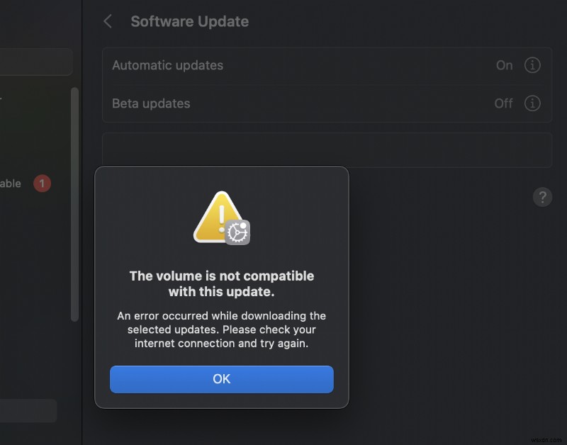 外部ドライブへのmacOSインストールで「このボリュームはこのアップデートと互換性がありません」エラーが出たときの解決方法