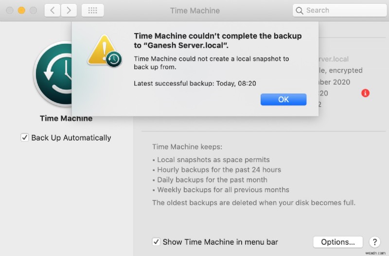 macOSでTime Machineのローカルスナップショット作成エラーを解決する方法