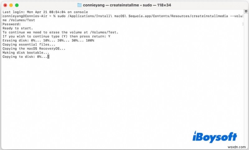 macOSの起動可能USB作成時に「Making disk bootable(ディスクをブート可能にしています)」で止まる問題を解決する方法