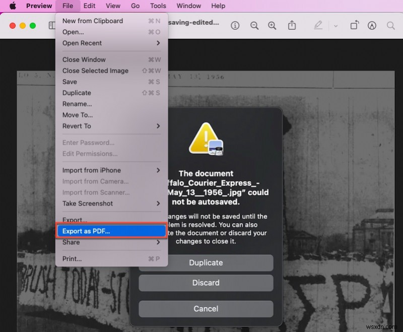 Macのプレビューで「書類を自動保存できませんでした」と表示される場合の対処法