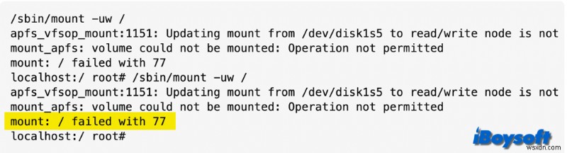 Macで「mount: / failed with 77」エラーをデータ消失なしで解決する方法