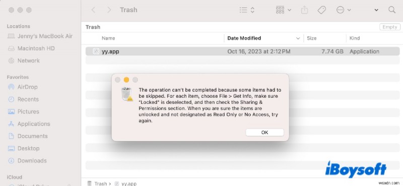 Macでゴミ箱を空にできない「項目が使用中のため、操作を完了できません」エラーを解決する8つの方法