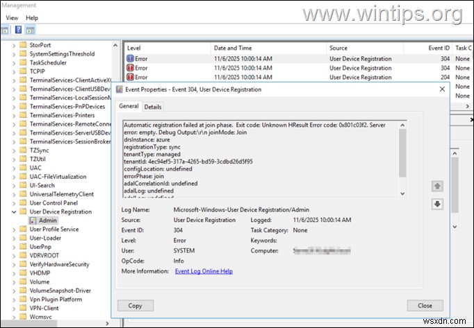 Intune 登録時の自動登録エラー(イベント ID 304/307)の解決方法