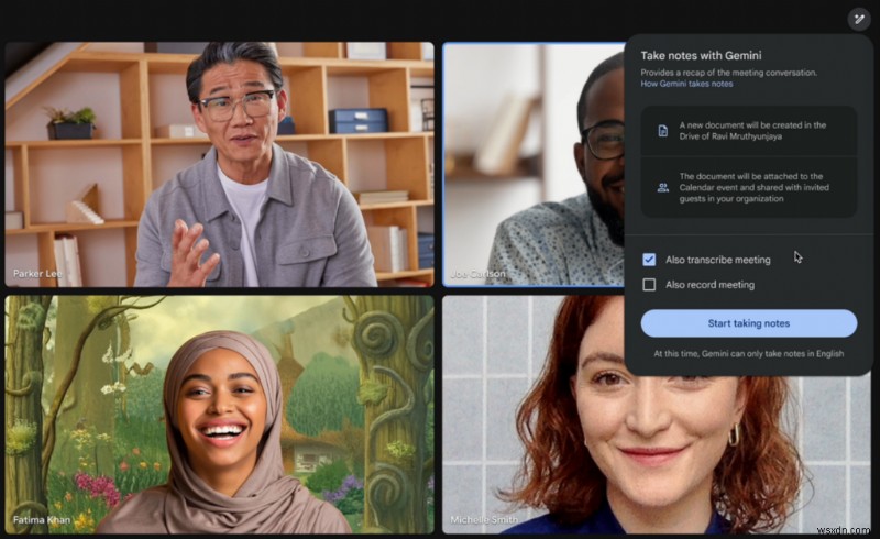 Google MeetにGemini搭載のAIメモ機能「Take notes for me」が登場