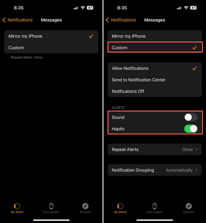Apple Watchで振動のみのアラートを有効にする方法