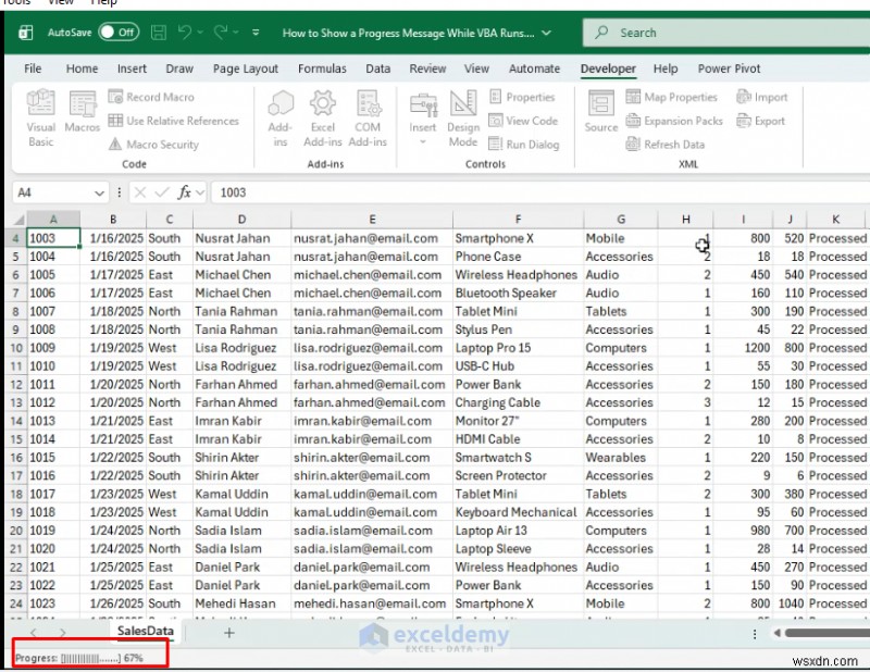 【Excel VBA】Application.StatusBarでマクロ実行中の進行状況をリアルタイム表示する方法