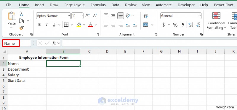 VBAと名前付き範囲を活用して、入力後に自動でクリアされるExcelフォームを作成する方法
