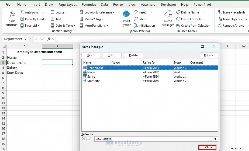 VBAと名前付き範囲を活用して、入力後に自動でクリアされるExcelフォームを作成する方法