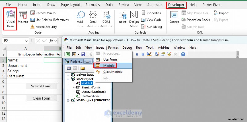 VBAと名前付き範囲を活用して、入力後に自動でクリアされるExcelフォームを作成する方法