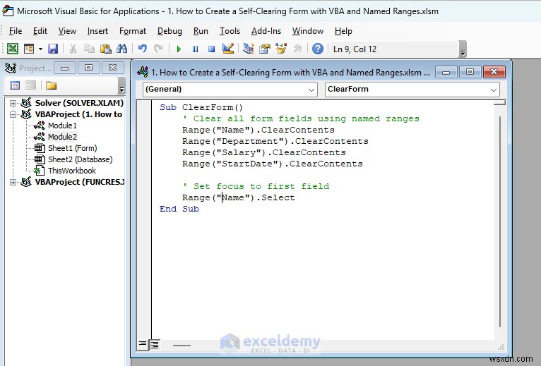 VBAと名前付き範囲を活用して、入力後に自動でクリアされるExcelフォームを作成する方法
