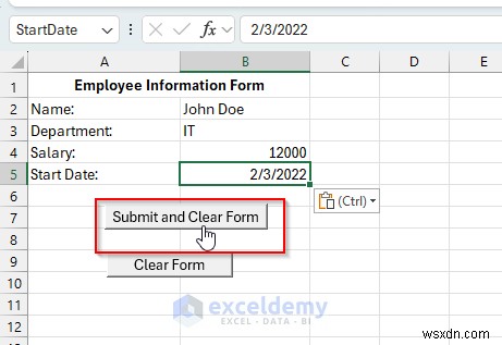 VBAと名前付き範囲を活用して、入力後に自動でクリアされるExcelフォームを作成する方法