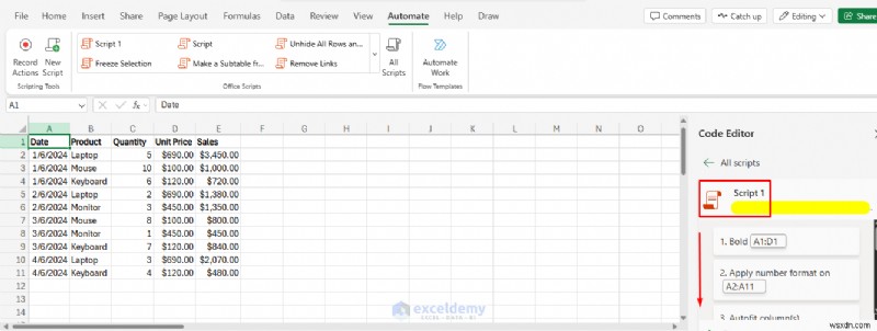 生産性向上ガイド:Office スクリプトで Excel Online のワークフローを自動化する方法