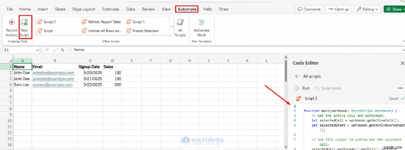 生産性向上ガイド:Office スクリプトで Excel Online のワークフローを自動化する方法
