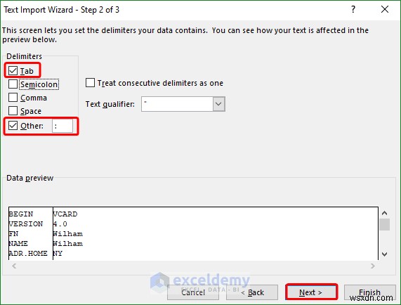 ExcelでVCF（vCard）ファイルを開く2つの簡単な方法【テキストウィザード＆Power Query】