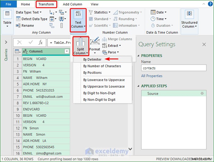 ExcelでVCF（vCard）ファイルを開く2つの簡単な方法【テキストウィザード＆Power Query】