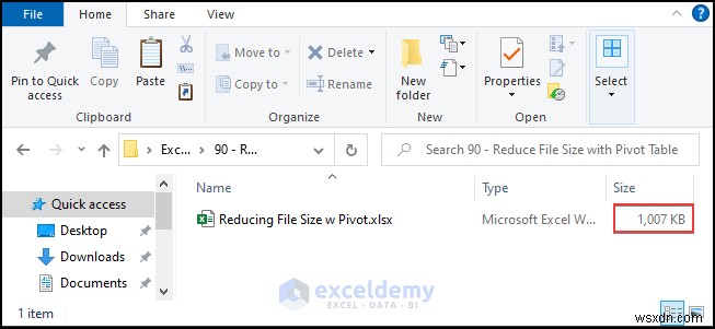ピボットテーブルでExcelファイルのサイズを素早く75%削減する方法