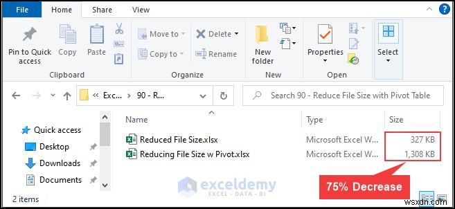 ピボットテーブルでExcelファイルのサイズを素早く75%削減する方法