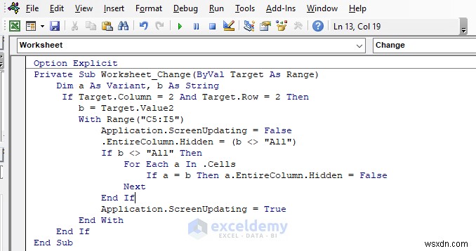 Excelでドロップダウンリストの選択に応じて列を表示・非表示にする方法