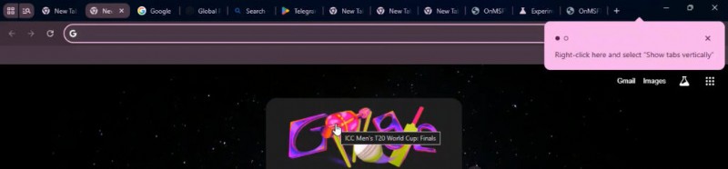 Chrome、開いたタブが多いと「タブをサイドに移動」を促す表示――垂直タブ機能のリリースが近づく